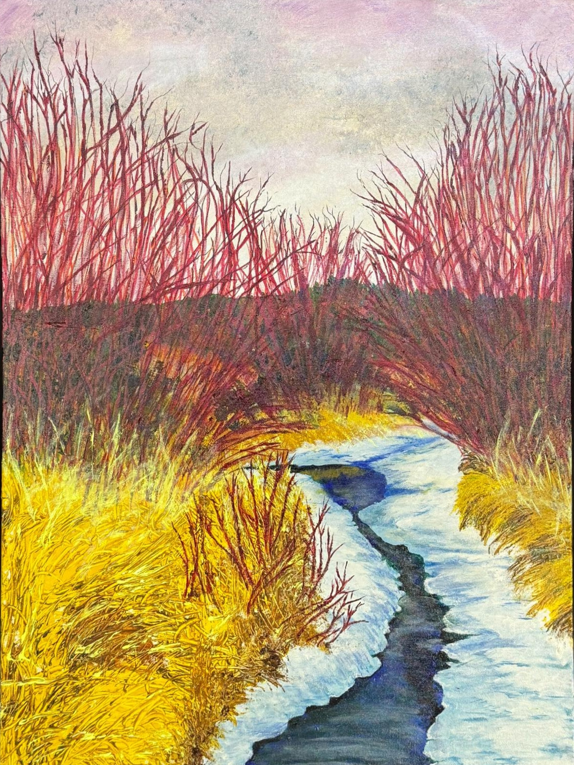 Red Dogwood Winter Thaw — artwork by David Thomas Hardy