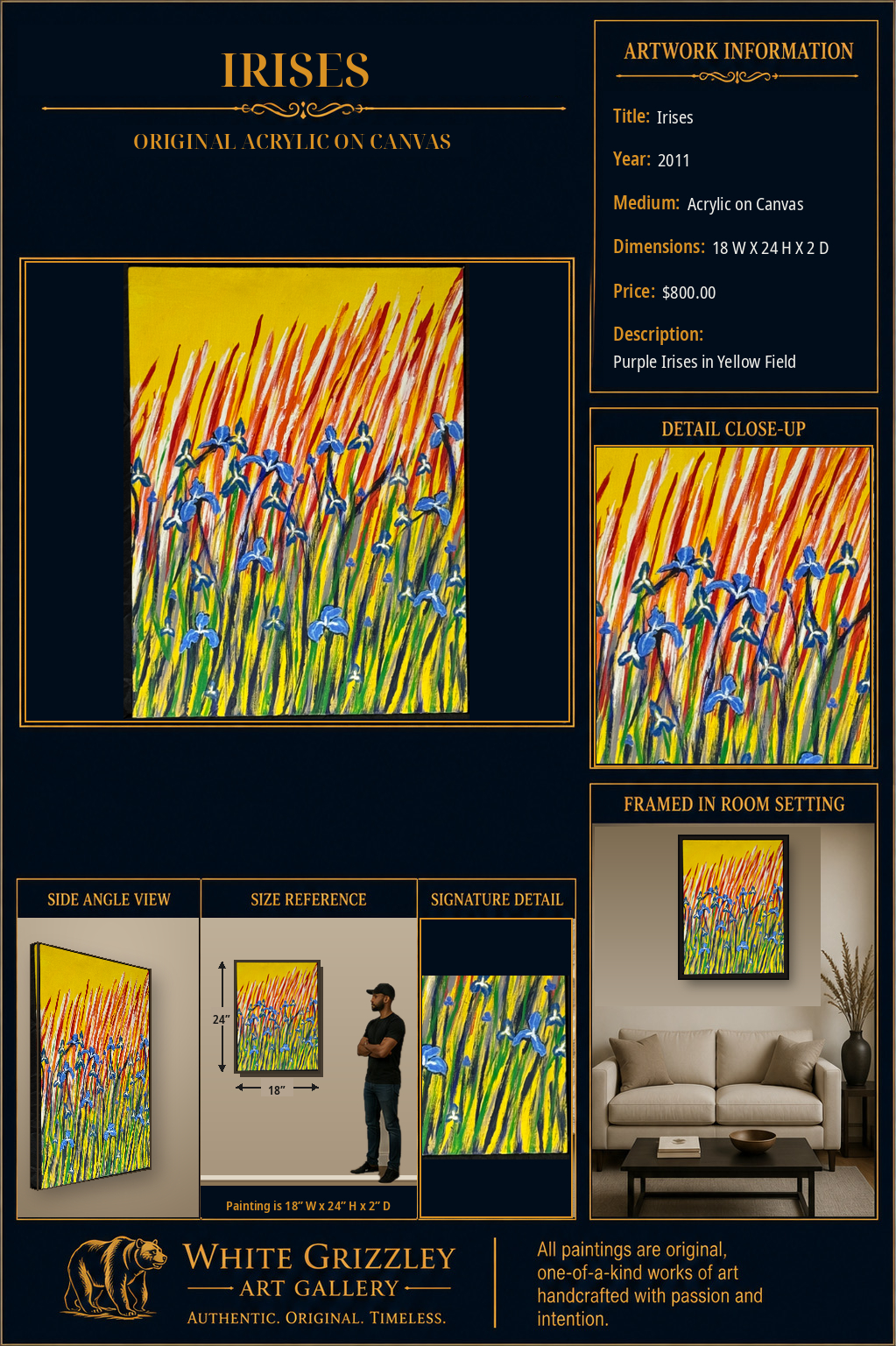 White Grizzley Art collector presentation for Irises