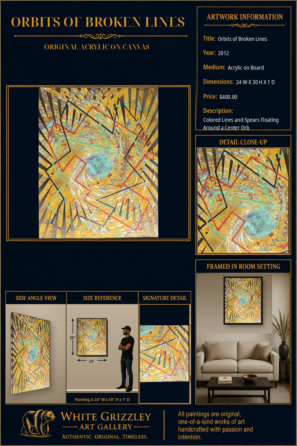 White Grizzley Art collector presentation for Orbits of Broken Lines